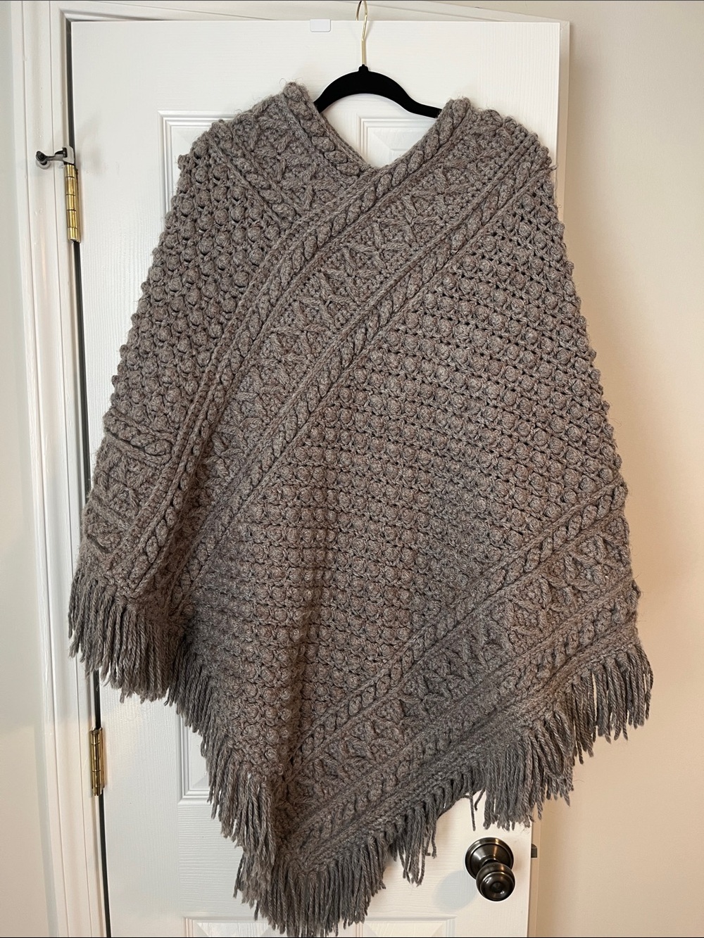 Grey Wool Chunky Poncho